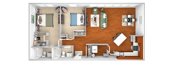 Harbor Hill Apartments - B4 - 2 bed 2 bath - 3D