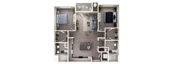Arazo apartments - B4 - 2 bedroom 2 bath - 3D