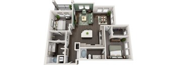 Rise at 2534 - B4 - 2 bedroom 2 bath - 3D