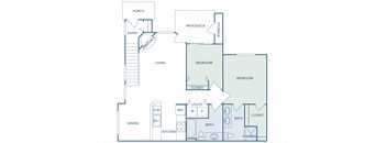 B4 - 2Bed 2Bath - 1050 Sq Ft - 2D
