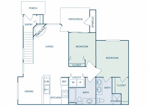 B4 - 2Bed 2Bath - 1050 Sq Ft - 2D