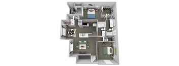 Weston Point - B4 - 2 bed - 2 bath - 3D floor plan