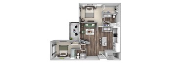 Bonterra Parc - B4 - 2 bedrooms and 2 bath - 3D floor plan