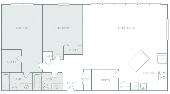 Harbor Hill Apartments floor plan B4 - 2 bed 2 bath - 2D Harbor Hill Apartments floor plan B4 - 2 bed 2 bath - 2D