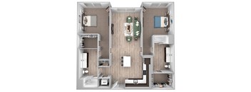 La Via - B04 - 2 bedroom 2 bath - 3D floor plan