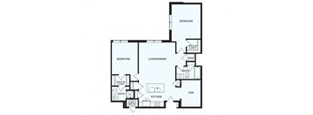 Lansdale Station Apartments B4 floor plan - 2 bed 2 bath 1 den