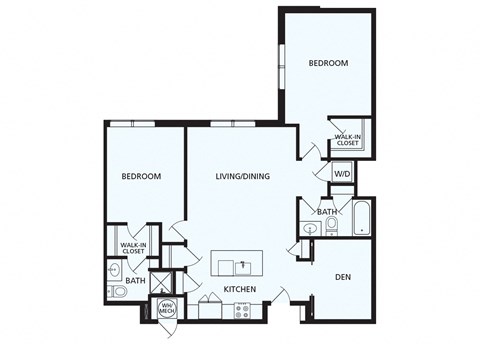 Lansdale Station Apartments B4 floor plan - 2 bed 2 bath 1 den
