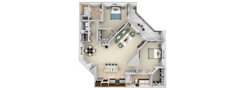 Monterra Las Colinas - B4 - 2 bedroom - 2 bath - 3D