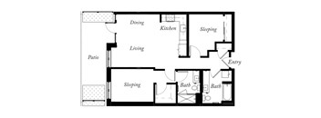 B4 - 2 Bed - 2 Bath - 947 Sq Ft - 2D - Willow Apartments