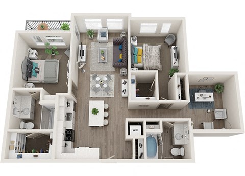 Element 25 apartments B4 2-bedroom 3D floor plan