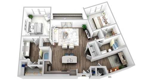 Juncture B5 floor plan 2 beds 2 baths 3D