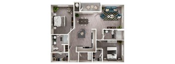 Arazo apartments - B5 - 2 bedroom 2 bath - 3D