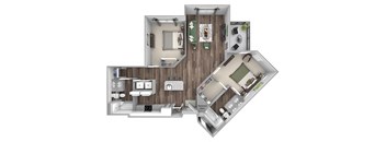 Bonterra Parc - B5 - 2 bedrooms and 2 bath - 3D floor plan