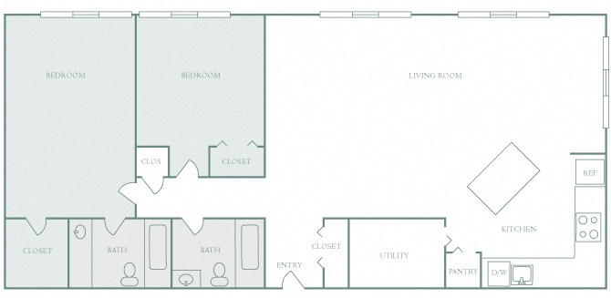 Harbor Hill Apartments floor plan B5 - 2 bed 2 bath - 2D Harbor Hill Apartments floor plan B5 - 2 bed 2 bath - 2D