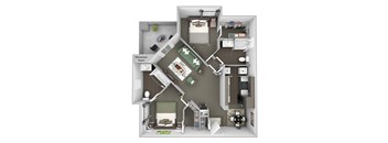 Antelope Ridge - B5 Gazelle - 2 Bed 2 Bath - 3D Floor Plan