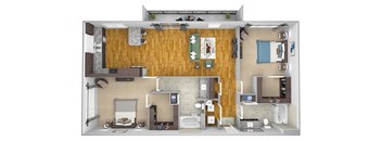 AVANT on Market Center - B5 - 2 bedroom and 2 bath - 3D