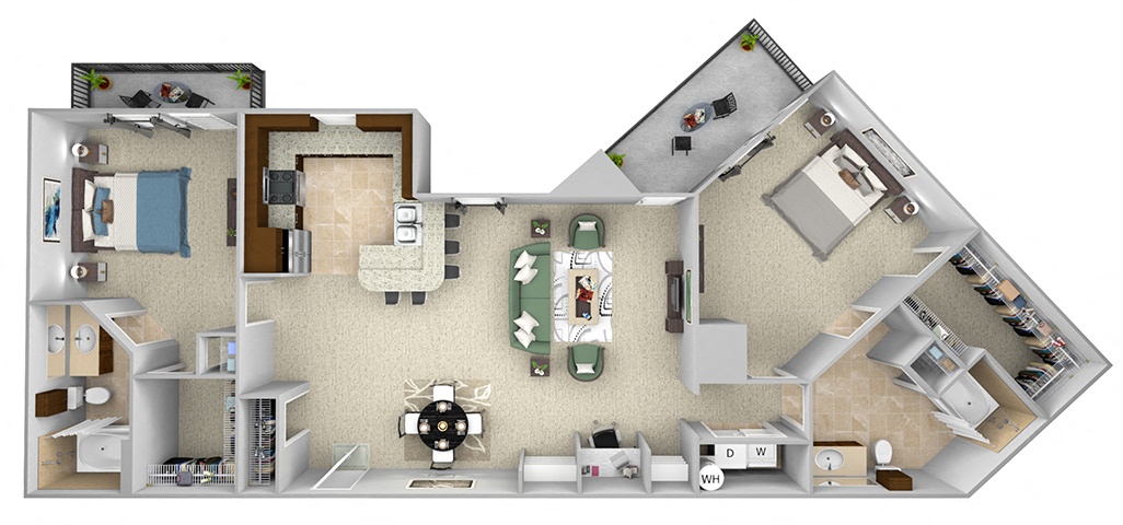 Monterra Las Colinas - B5 - 2 bedroom - 2 bath - 3D