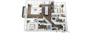 Juncture B6 floor plan 2 beds 2 baths 3D