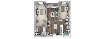 Bonterra Parc - B6 - 2 bedrooms and 2 bath - 3D floor plan