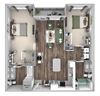 Bonterra Parc - B6 - 2 bedrooms and 2 bath - 3D floor plan Bonterra Parc - B6 - 2 bedrooms and 2 bath - 3D floor plan