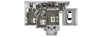 Antelope Ridge B6 - Impala with Garage - 2 Bed 2 Bath - 3D Floor Plan