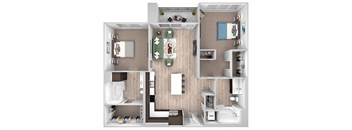 La Via - B06 - 2 bedroom 2 bath - 3D floor plan