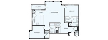 Lansdale Station Apartments B6 floor plan - 2 bed 2 bath