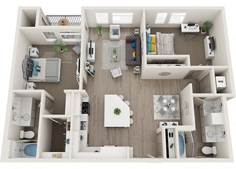 Element 25 apartments B6 2-bedroom 3D floor plan
