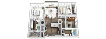 Juncture B7 floor plan 2 beds 2 baths 3D