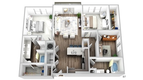 Juncture B7 floor plan 2 beds 2 baths 3D