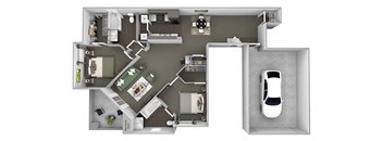 Antelope Ridge - B7 Gazelle with Garage - 2 Bed 2 Bath - 3D Floor Plan