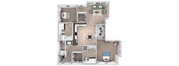 La Via - B07 - 2 bedroom 2 bath - 3D floor plan