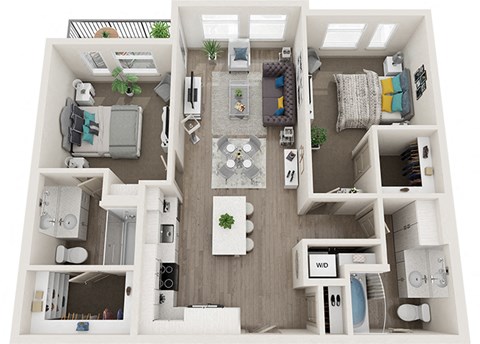 Element 25 apartments B7 2-bedroom 3D floor plan