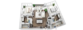 Juncture B8 floor plan 2 beds 2 baths 3D
