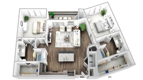 Juncture B8 floor plan 2 beds 2 baths 3D