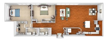 Harbor Hill Apartments - B8 - 2 bed 2 bath - 3D