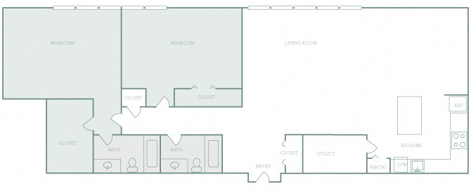 Harbor Hill Apartments floor plan B8 - 2 bed 2 bath - 2D Harbor Hill Apartments floor plan B8 - 2 bed 2 bath - 2D