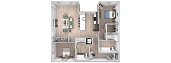 La Via - B08 - 2 bedroom 2 bath - 3D floor plan
