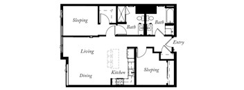 B8 - 2 Bed - 2 Bath - 958 Sq Ft - 2D - Willow Apartments