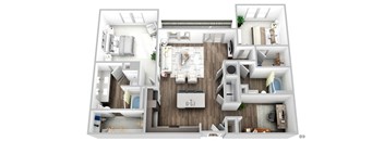 Juncture B9 floor plan 2 beds 2 baths 3D