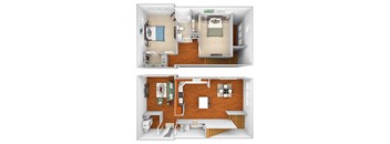 Harbor Hill Apartments - B9 - 2 bed 1.5 bath - 3D