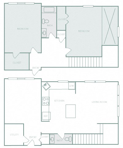 Harbor Hill Apartments floor plan B9 - 2 bed 2 bath - 2D Harbor Hill Apartments floor plan B9 - 2 bed 2 bath - 2D