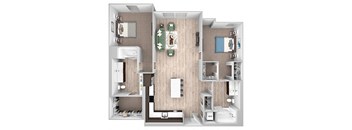 La Via - B09 - 2 bedroom 2 bath - 3D floor plan