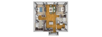 AVANT on Market Center - B9 - 2 bedroom and 2 bath -3D