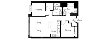 B9 - 2 Bed - 2 Bath - 972 Sq Ft - 2D - Willow Apartments