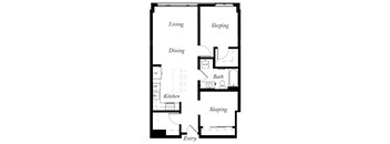 BB - 2 Bed -1 Bath - 857 Sq Ft - 2D - Willow Apartments