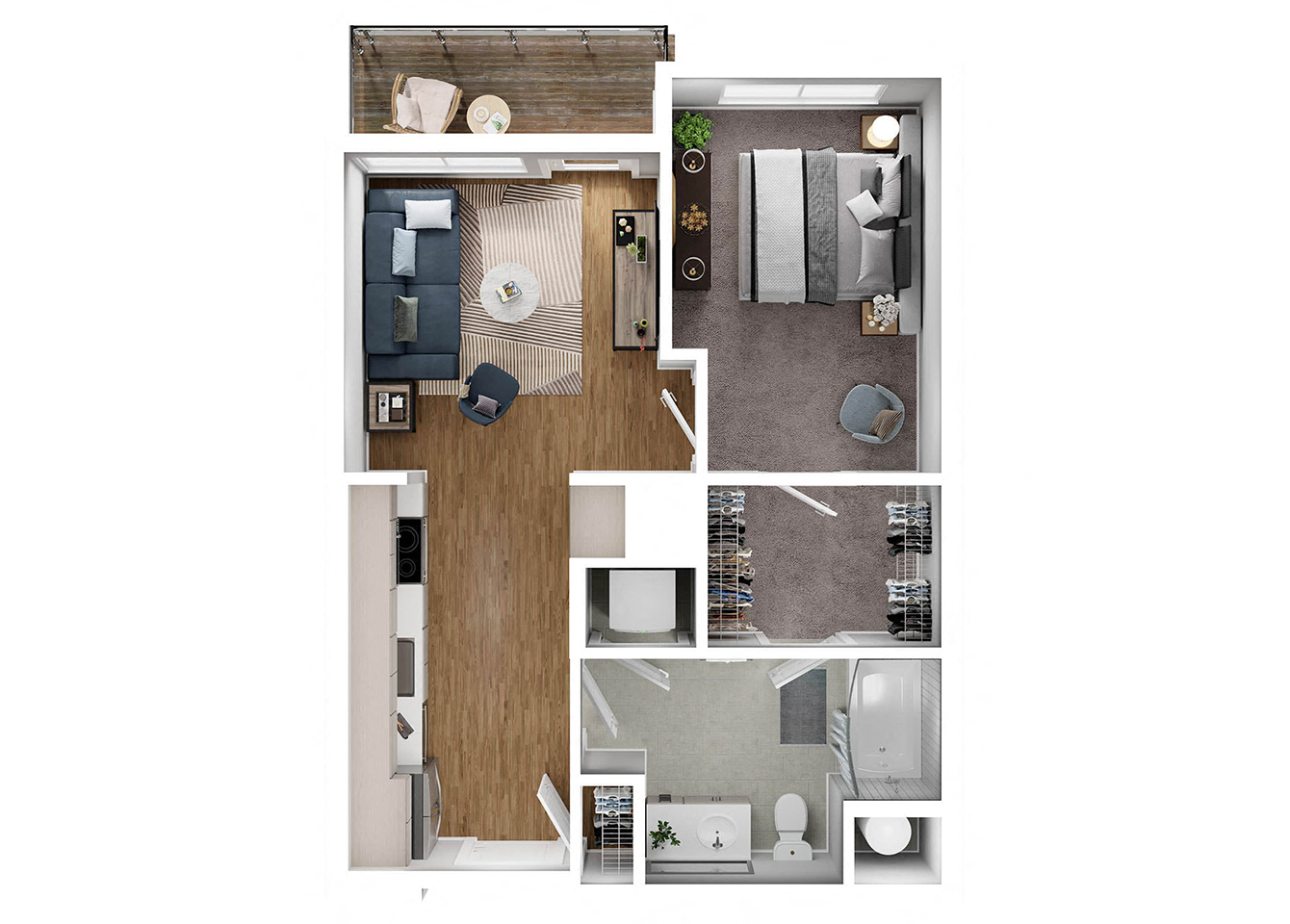 BLVD at Revere Beach - A1 - 1 bedroom - 1 bath - 3D