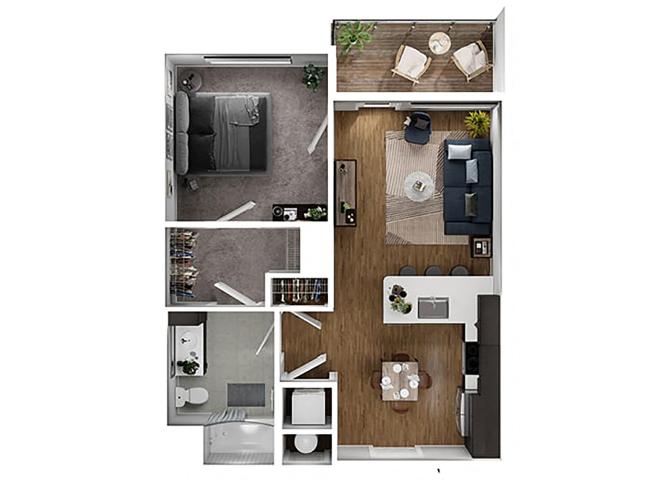 BLVD at Revere Beach - A2 - 1 bedroom - 1 bath - 3D