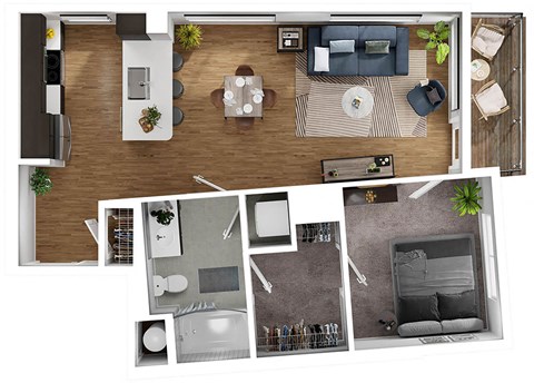 BLVD at Revere Beach - A3 - 1 bedroom - 1 bath - 3D