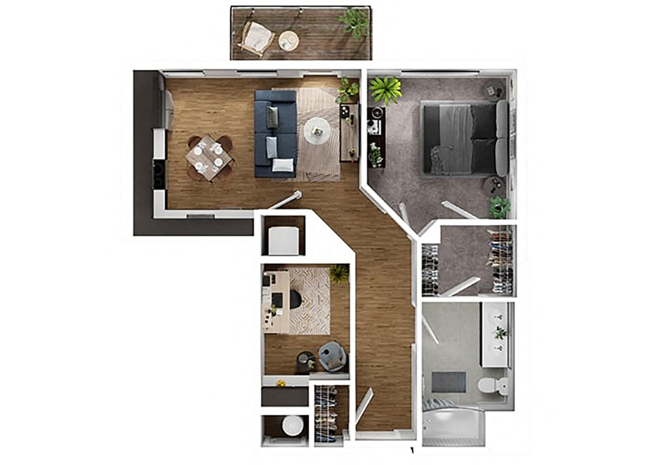 BLVD at Revere Beach - A4D - 1 bedroom with den - 1 bath - 3D